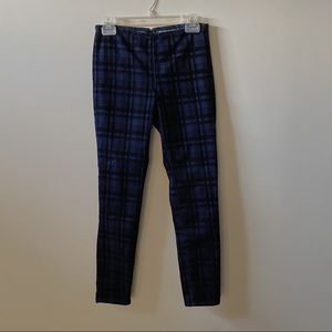 Blue plaid high waisted pants